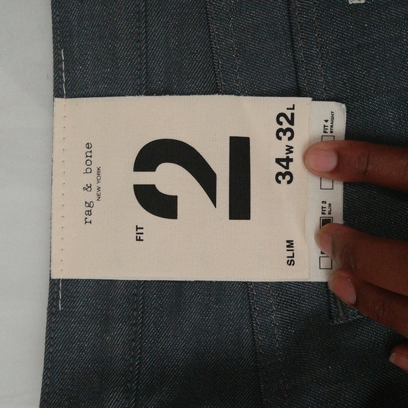 Rag bone fit 2 slim mid rise tailored raw grey denim jeans men's Sz 34w/32L - Picture 7 of 14